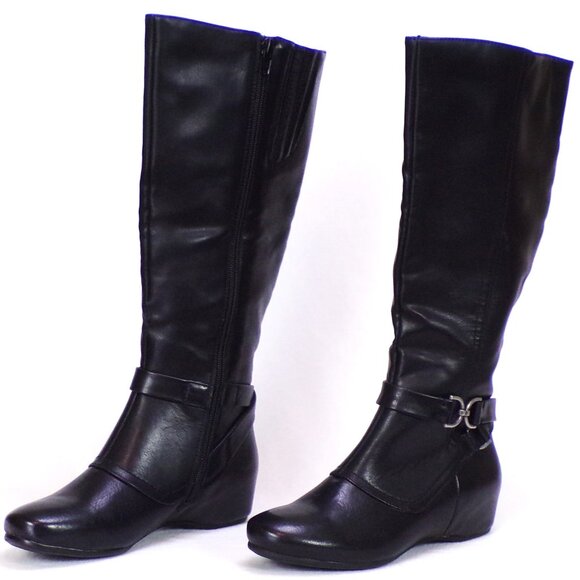 YÜÜ size 5.5M TASHA black flat-heel motorcycle boots leather look all synth. mat - Picture 5 of 13
